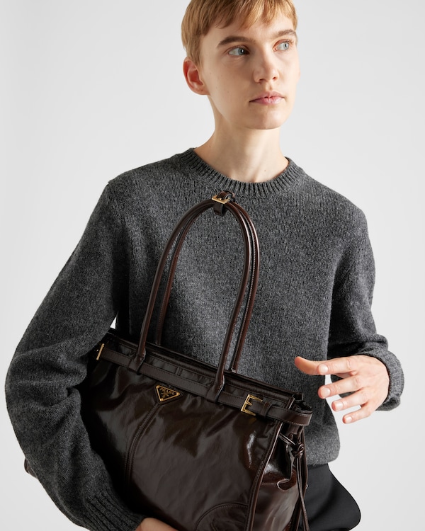 Prada Bonnie large leather handbag - Dark Brown Prada Bonnie large leather handbag - Dark Brown