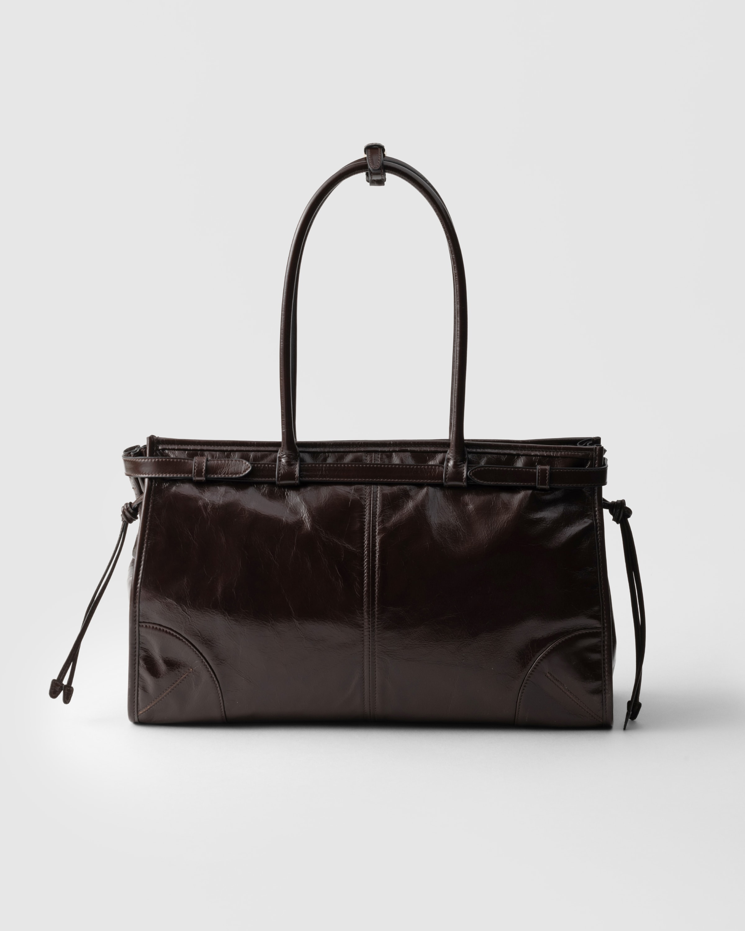 Dark Brown Prada Bonnie large leather handbag | PRADA - Brazil