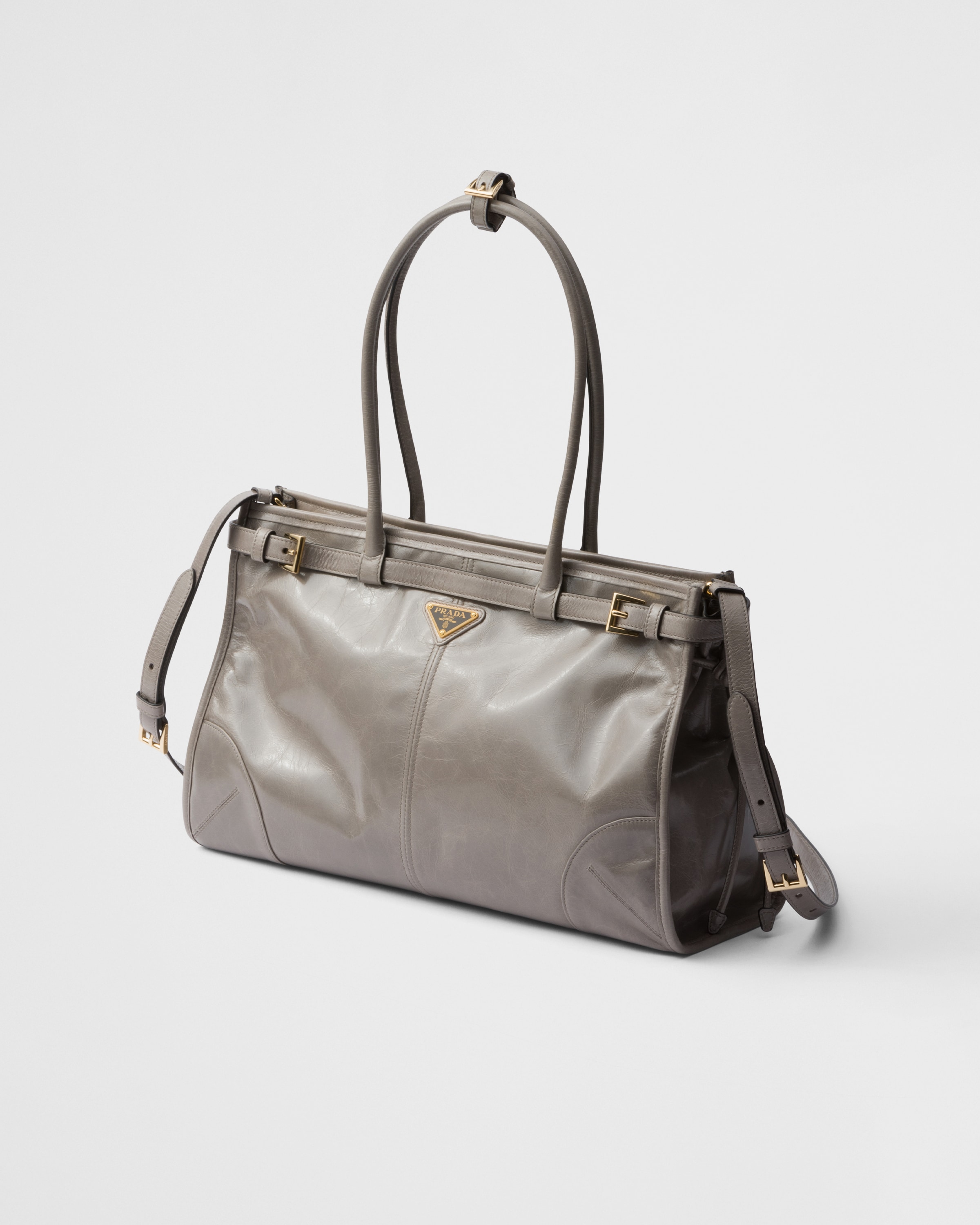 Prada Shoulder Bags With Adjustable Strap And Double Handles In Gray