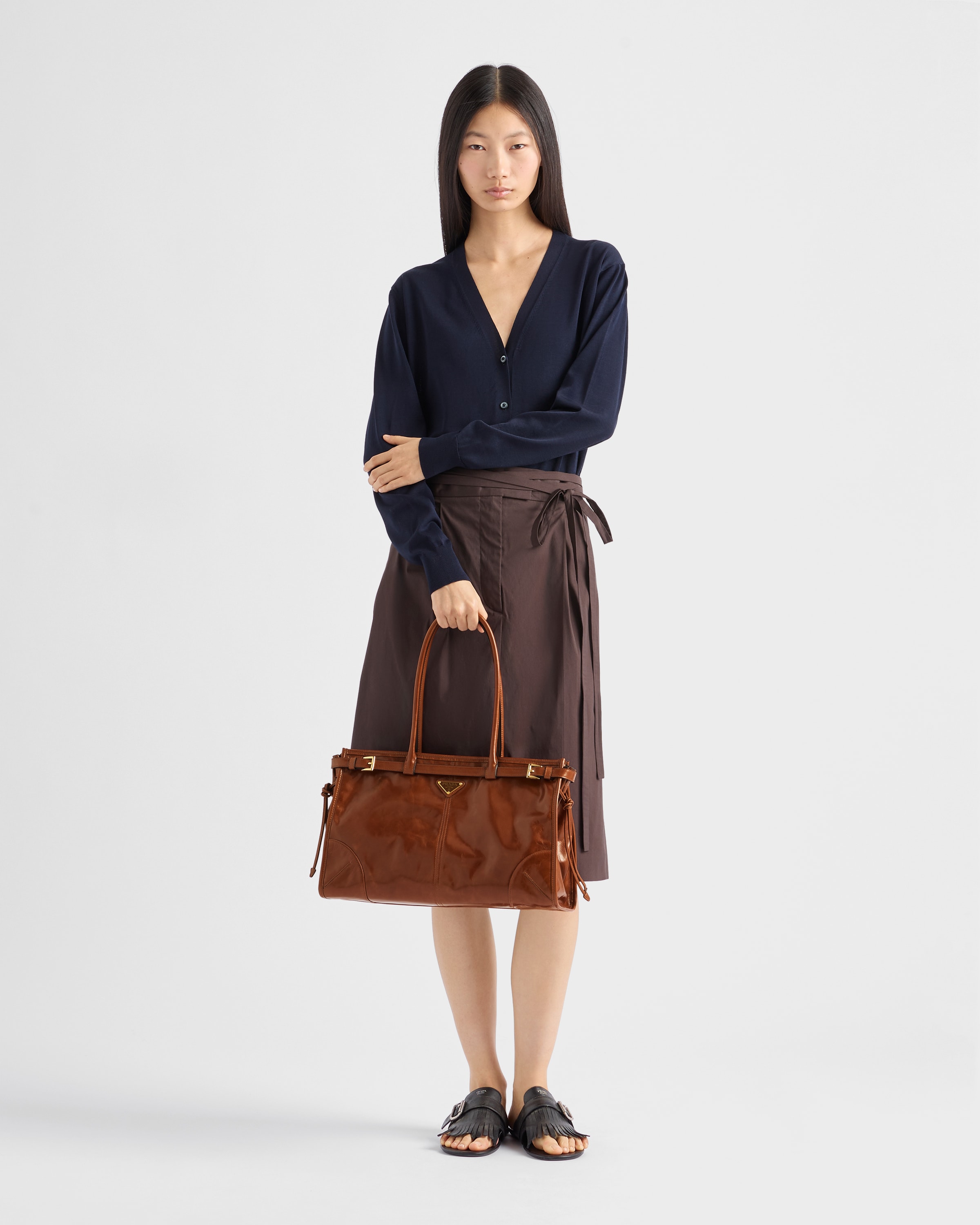 Prada Bonnie Grosse Handtasche Aus Leder