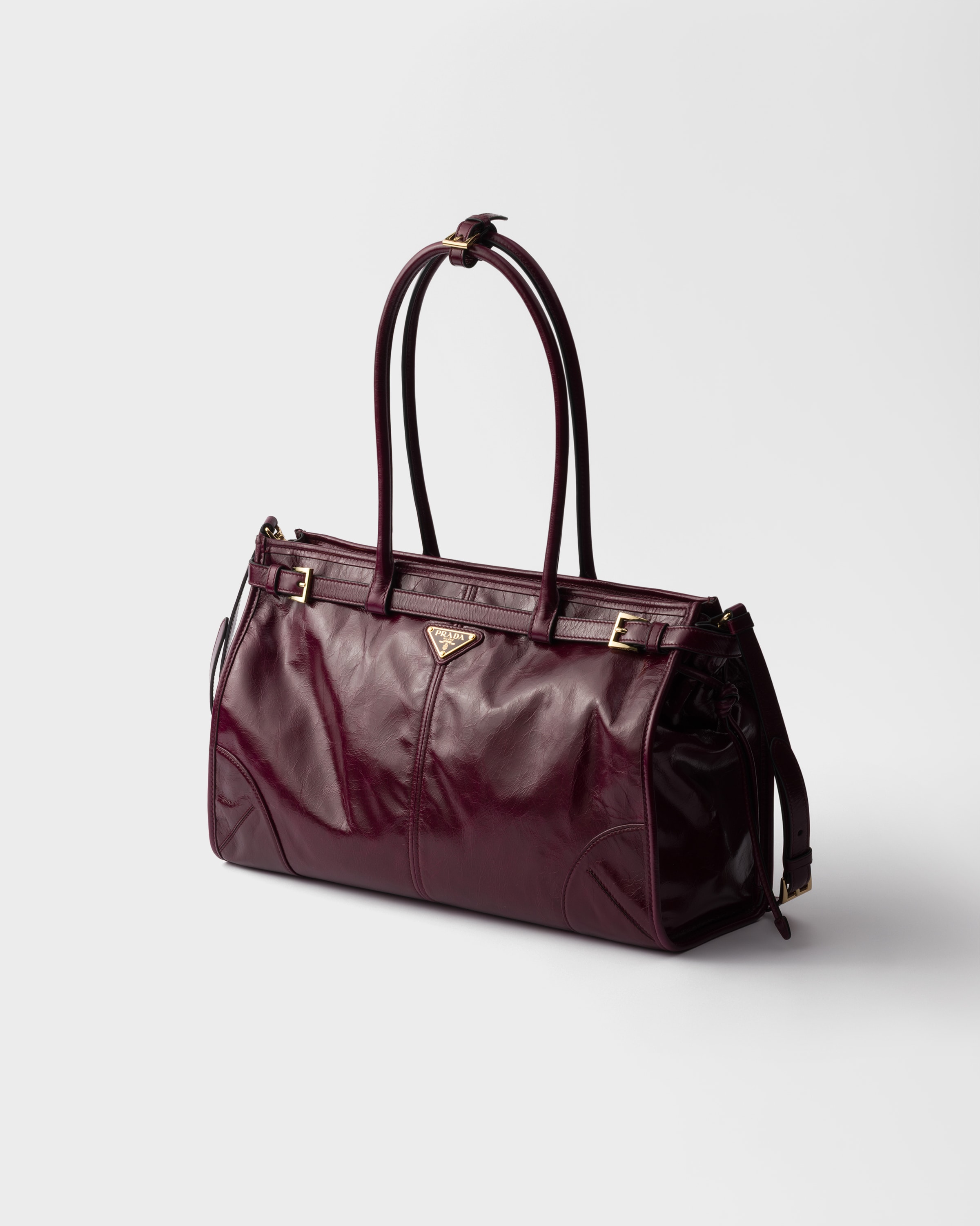バーガンディ プラダ ボニー ラージ レザー ハンドバッグ | PRADA
