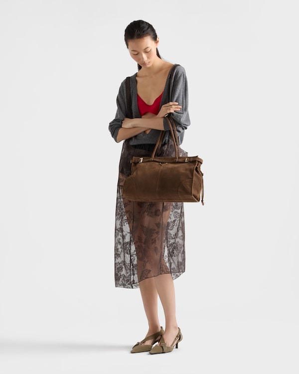 Prada Bonnie large nubuck leather handbag - Cocoa Brown Prada Bonnie large nubuck leather handbag - Cocoa Brown