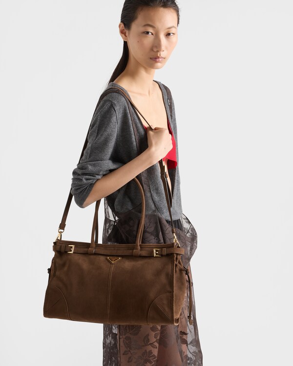 Prada Bonnie large nubuck leather handbag - Cocoa Brown Prada Bonnie large nubuck leather handbag - Cocoa Brown