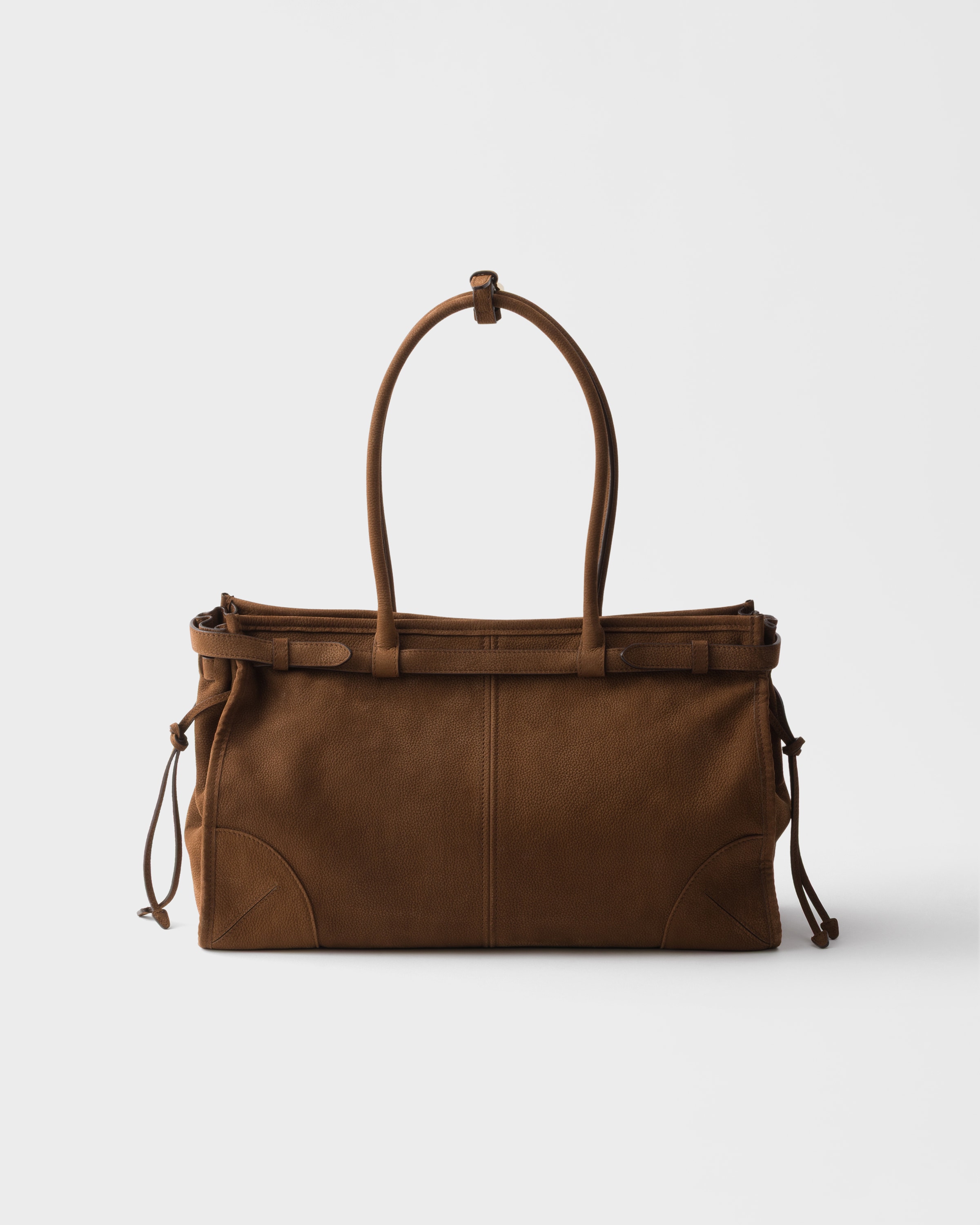 Cocoa Brown Prada Bonnie large nubuck leather handbag | PRADA