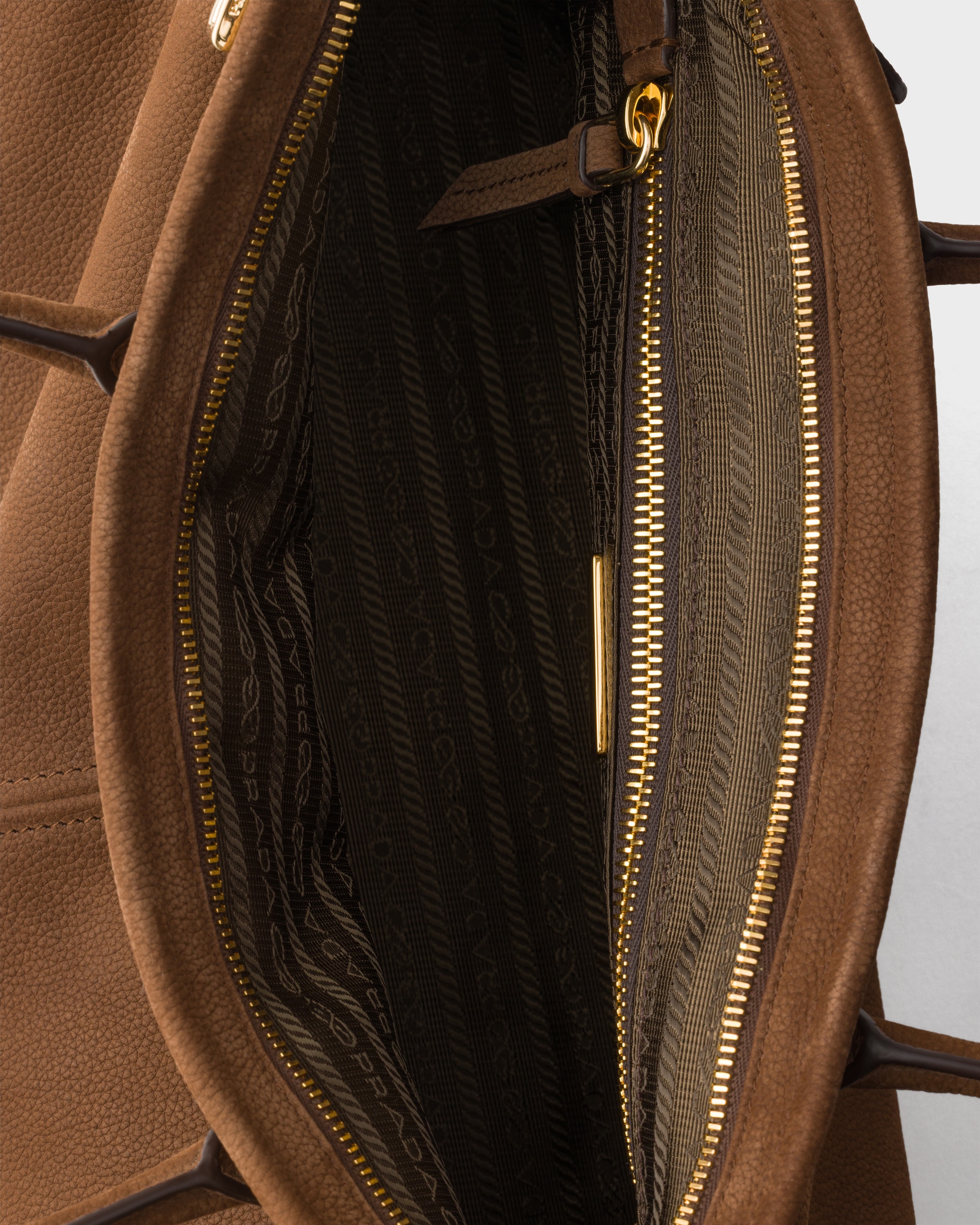 Cocoa Brown Prada Bonnie large nubuck leather handbag | PRADA