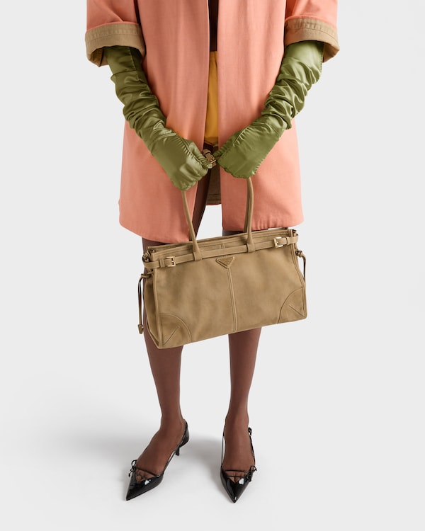 Bolso Prada Bonnie grande de piel nobuk - Beige Desierto Bolso Prada Bonnie grande de piel nobuk - Beige Desierto