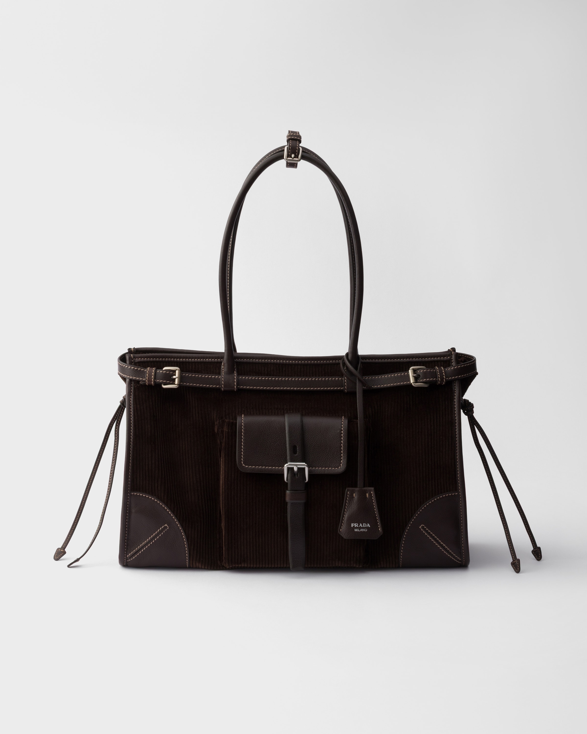 Prada Prada Bonnie large corduroy and leather handbag