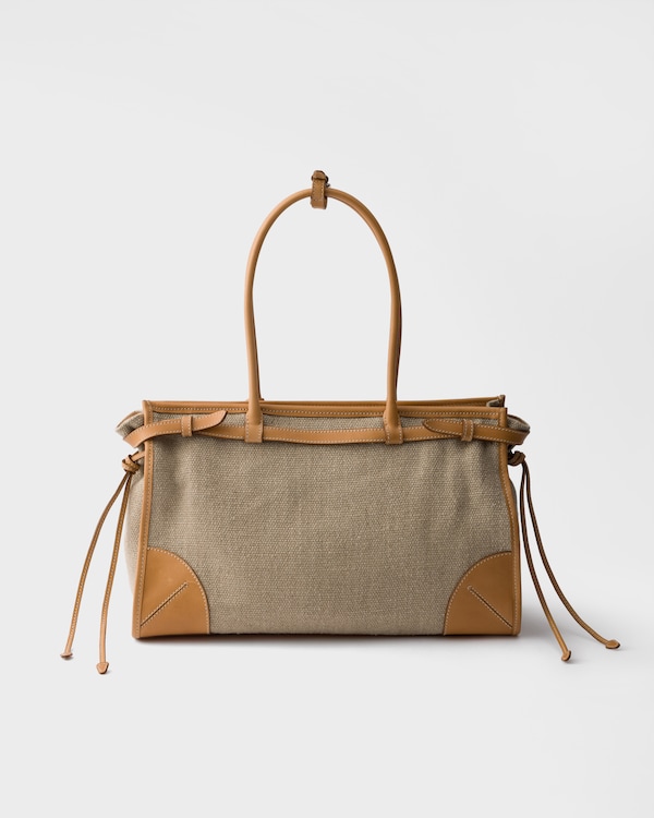 Prada Bonnie linen and leather tote bag - Rope/Natural Prada Bonnie linen and leather tote bag - Rope/Natural