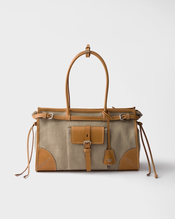 Prada Bonnie linen and leather tote bag - Rope/Natural Prada Bonnie linen and leather tote bag - Rope/Natural