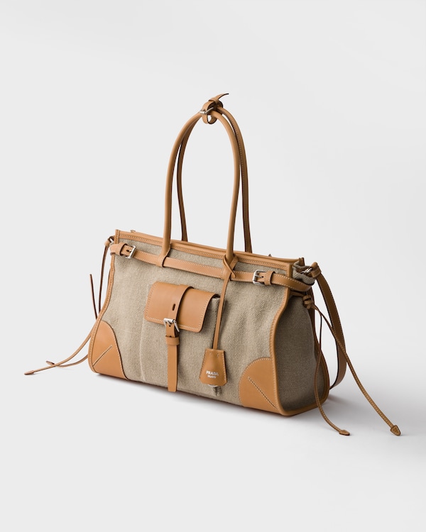 Prada Bonnie linen and leather tote bag - Rope/Natural Prada Bonnie linen and leather tote bag - Rope/Natural