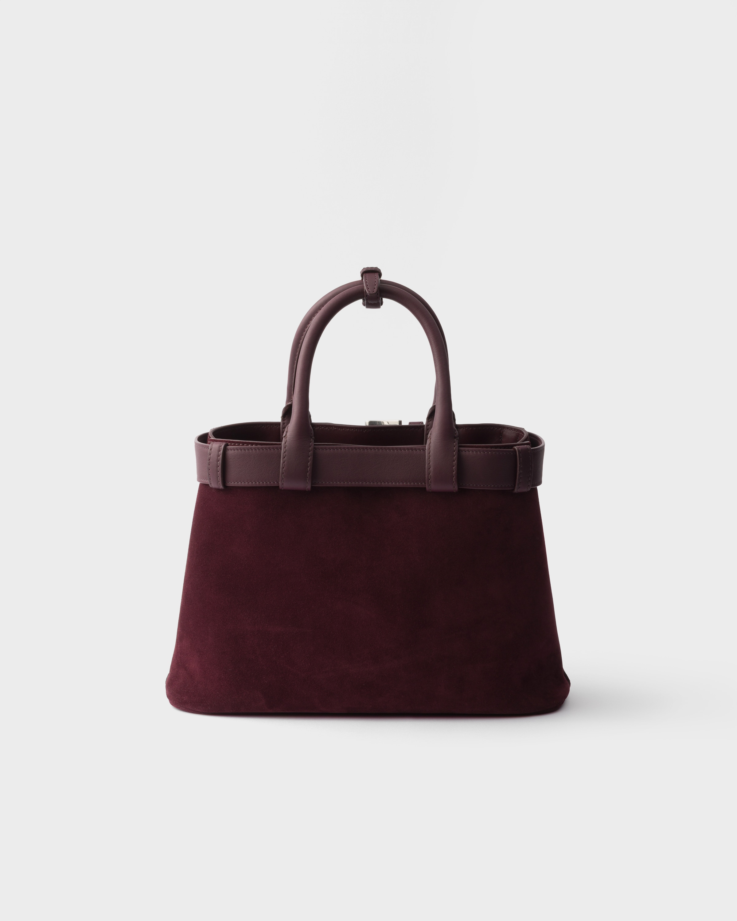 Burgundy Medium Prada Buckle suede bag with belt | PRADA