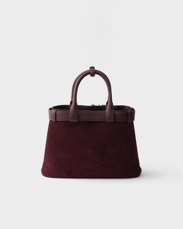 Sac Prada Buckle en veau velours avec ceinture - Bordeaux Sac Prada Buckle en veau velours avec ceinture - Bordeaux