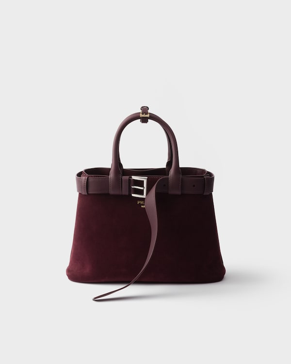 関税負担なし☆PRADA バックル ラージ レザー ハンドバッグ ブラック ベルト付 プラダ バックル ラージ レザー ハンドバッグ