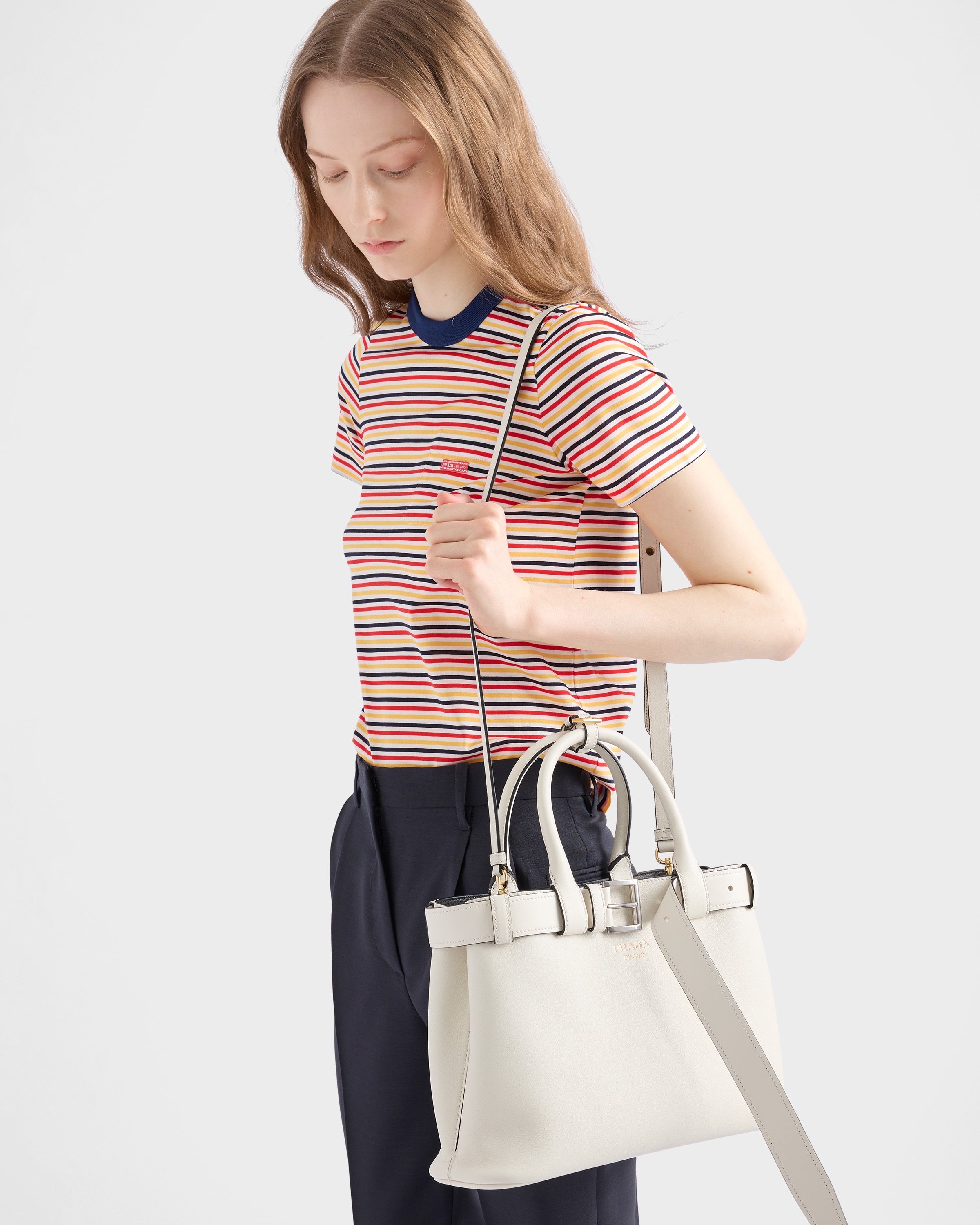ハンドバッグ PRADA 'Prada Buckle Small' handbag White/black Prada Buckle Small Leather Handbag With Belt | PRADA