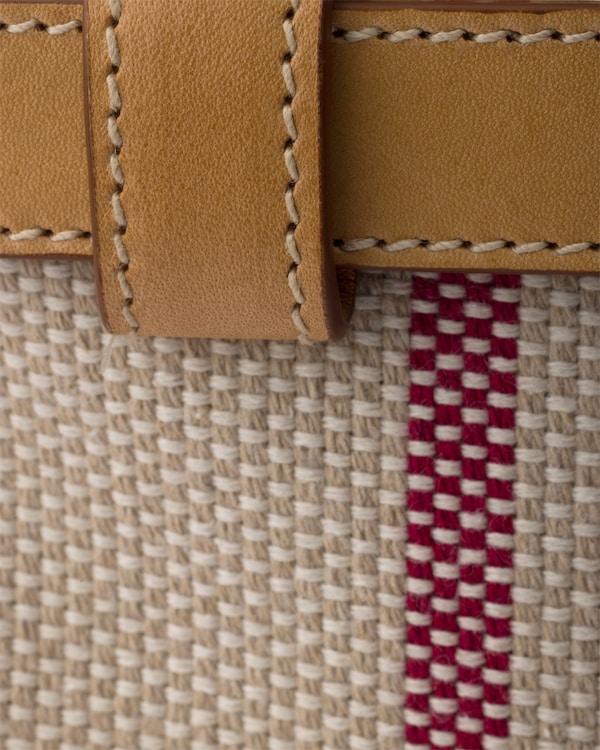 Prada Buckle small canvas and leather bag - Tan/Red Prada Buckle small canvas and leather bag - Tan/Red