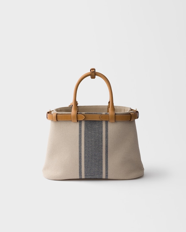 Prada Buckle small canvas and leather bag - Beige/Baltic Blue Prada Buckle small canvas and leather bag - Beige/Baltic Blue
