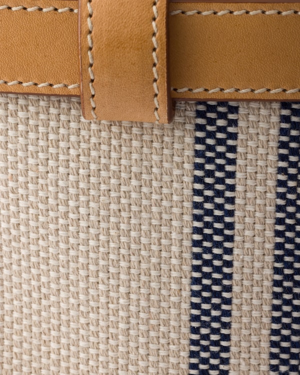 Prada Buckle small canvas and leather bag - Beige/Baltic Blue Prada Buckle small canvas and leather bag - Beige/Baltic Blue