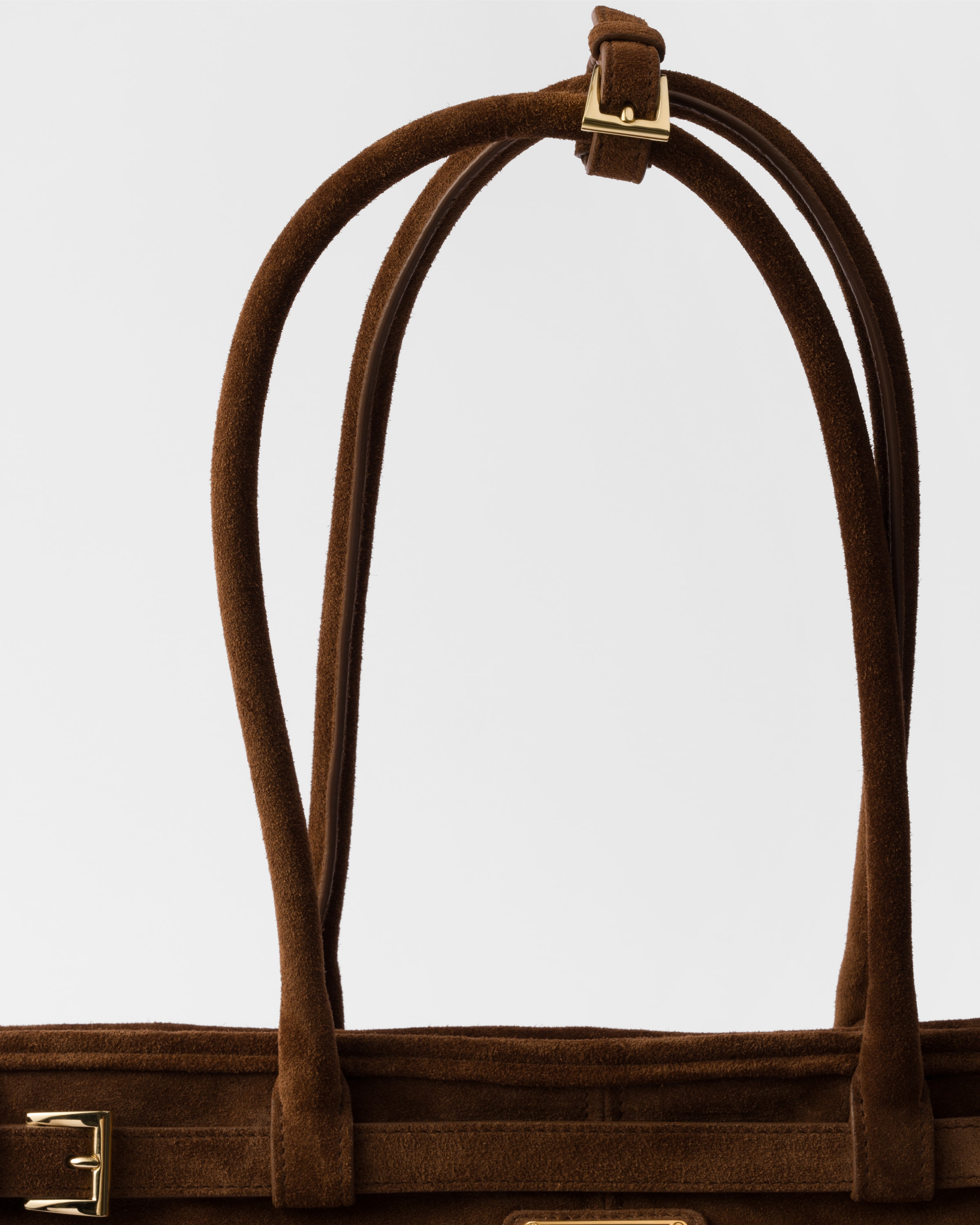 Cocoa Brown Prada Bonnie extra large suede handbag | PRADA