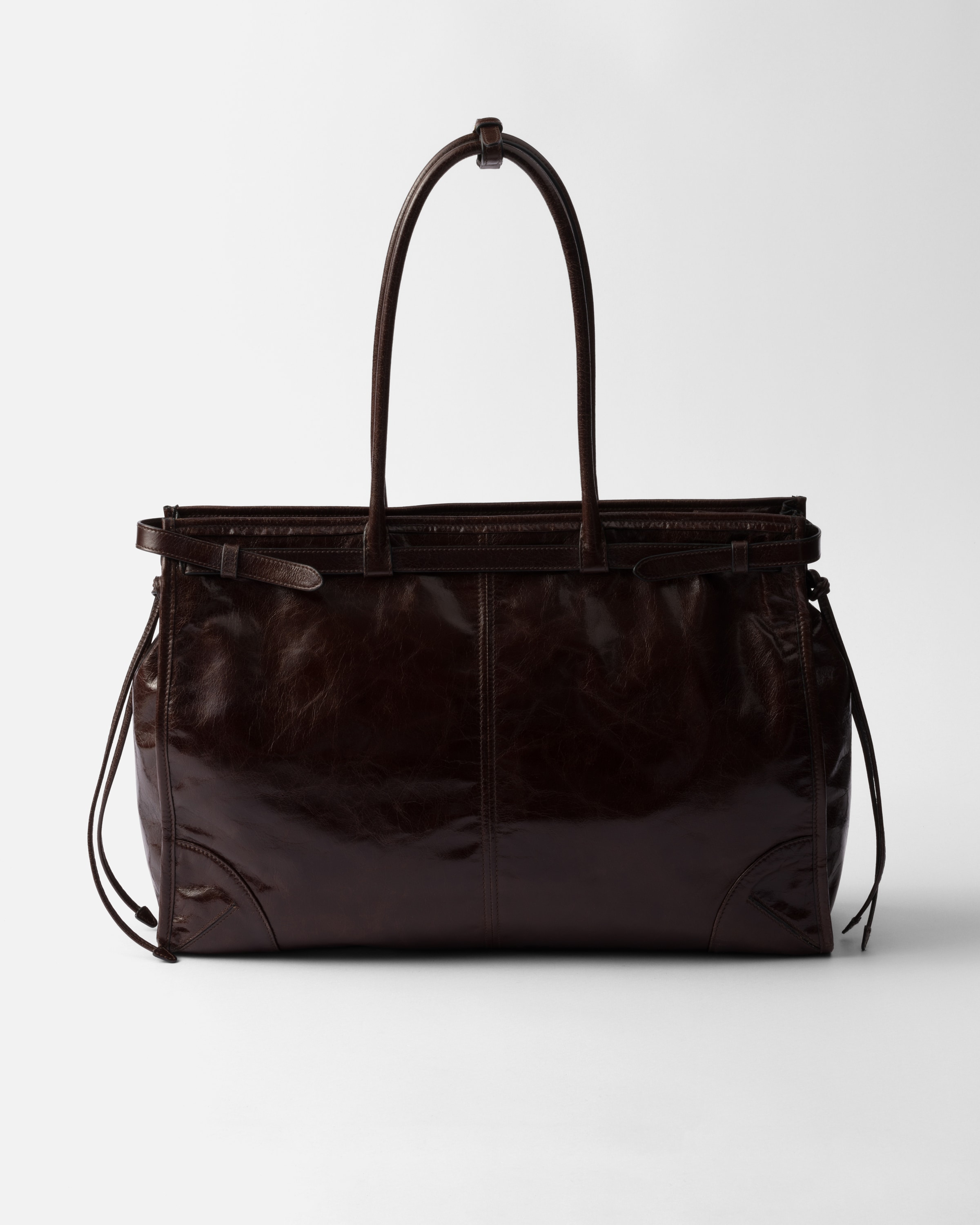 Prada Bonnie Extragrosse Handtasche Aus Leder In Dark Brown