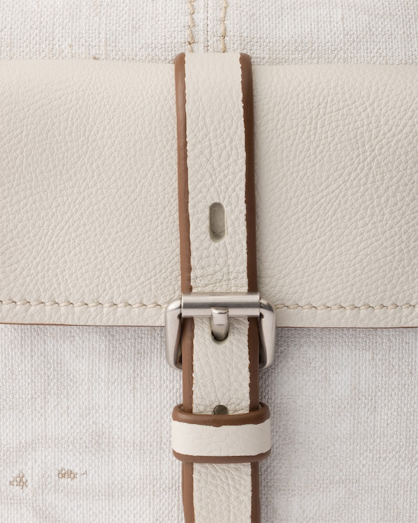 Prada Bonnie printed linen and leather tote bag - White Prada Bonnie printed linen and leather tote bag - White