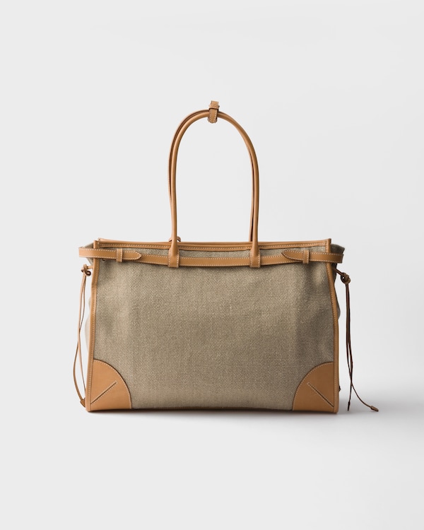 Prada Bonnie linen and leather tote bag - Rope/Natural Prada Bonnie linen and leather tote bag - Rope/Natural
