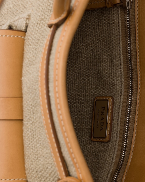 Prada Bonnie linen and leather tote bag - Rope/Natural Prada Bonnie linen and leather tote bag - Rope/Natural