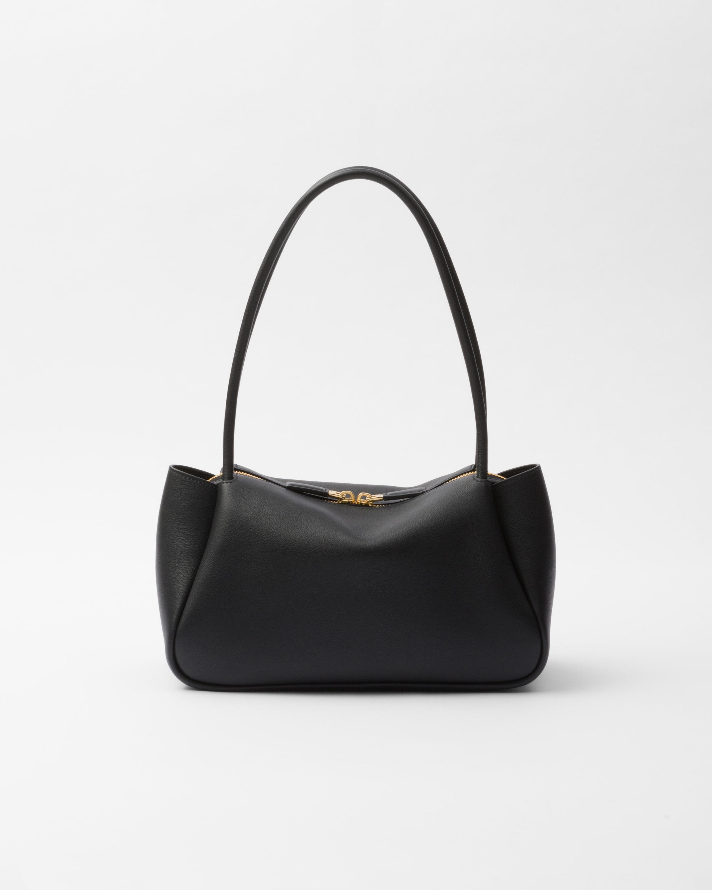 Shop Prada Medium Leather Handbag In Black