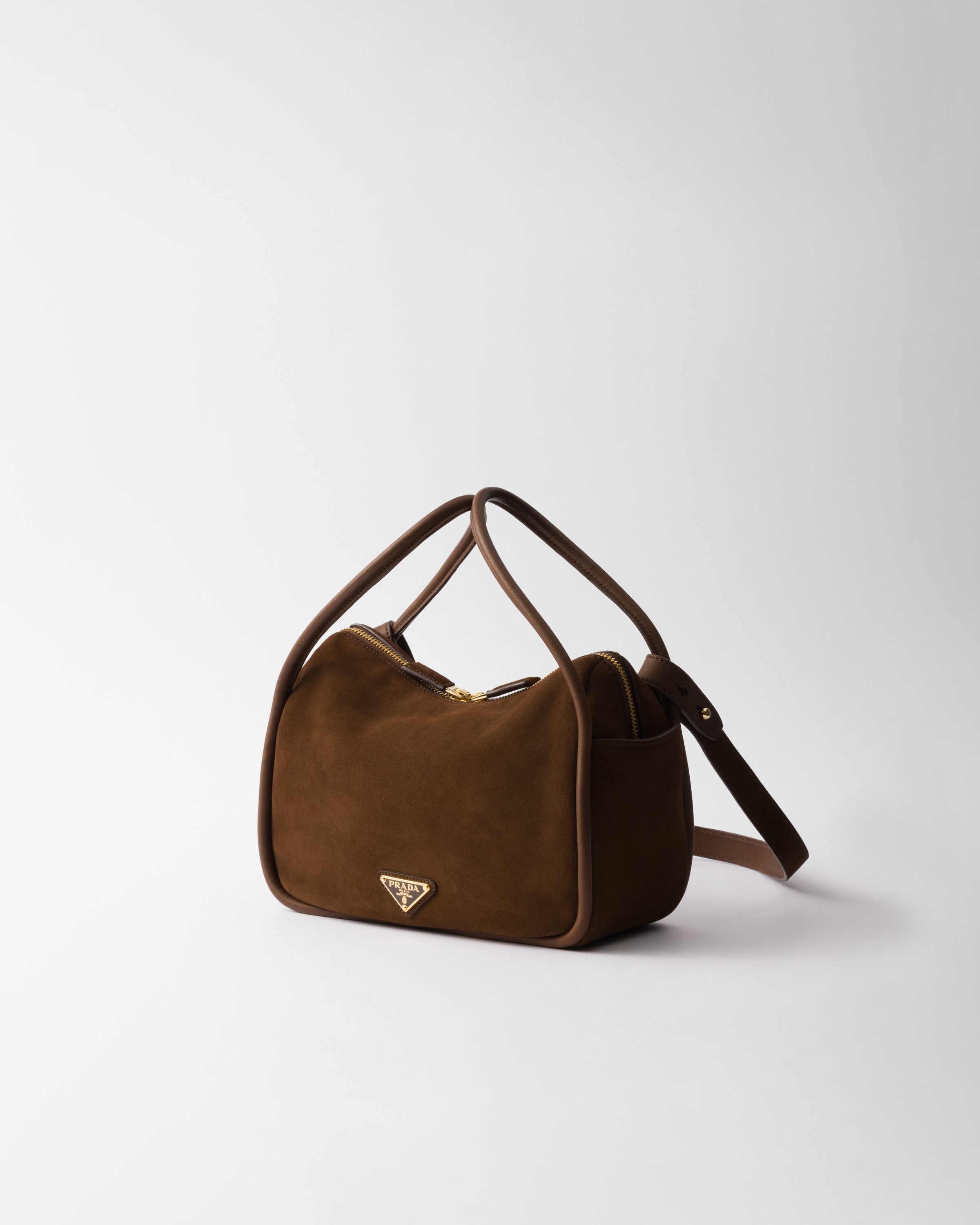 Prada Handtasche Aus Wildleder In Cocoa Brown
