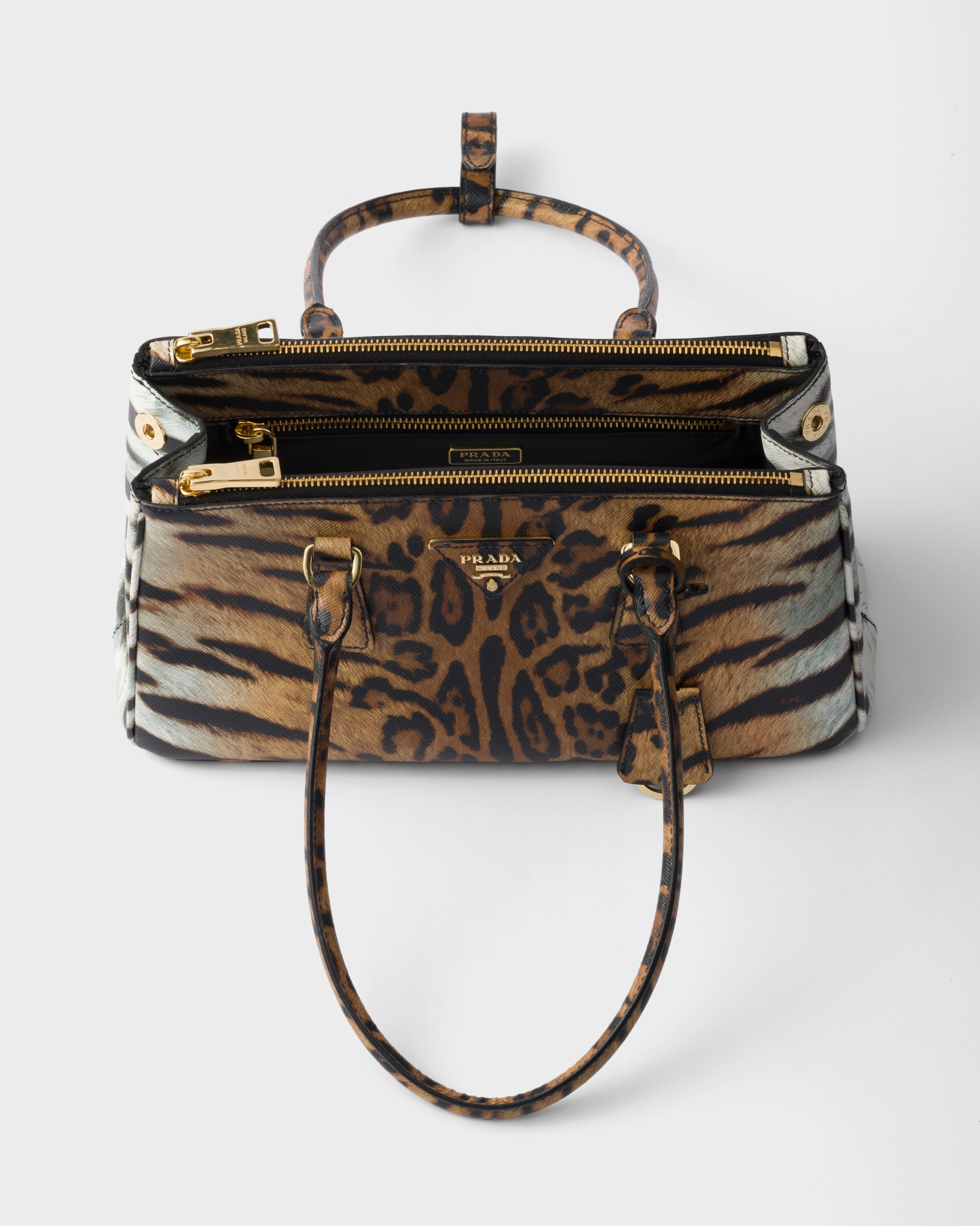 Honey Prada Galleria medium printed Saffiano leather bag | PRADA