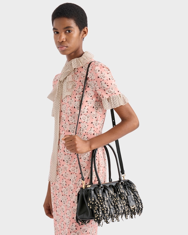 Prada Galleria medium nappa leather bag with fringe and studs Prada Galleria medium nappa leather bag with fringe and studs