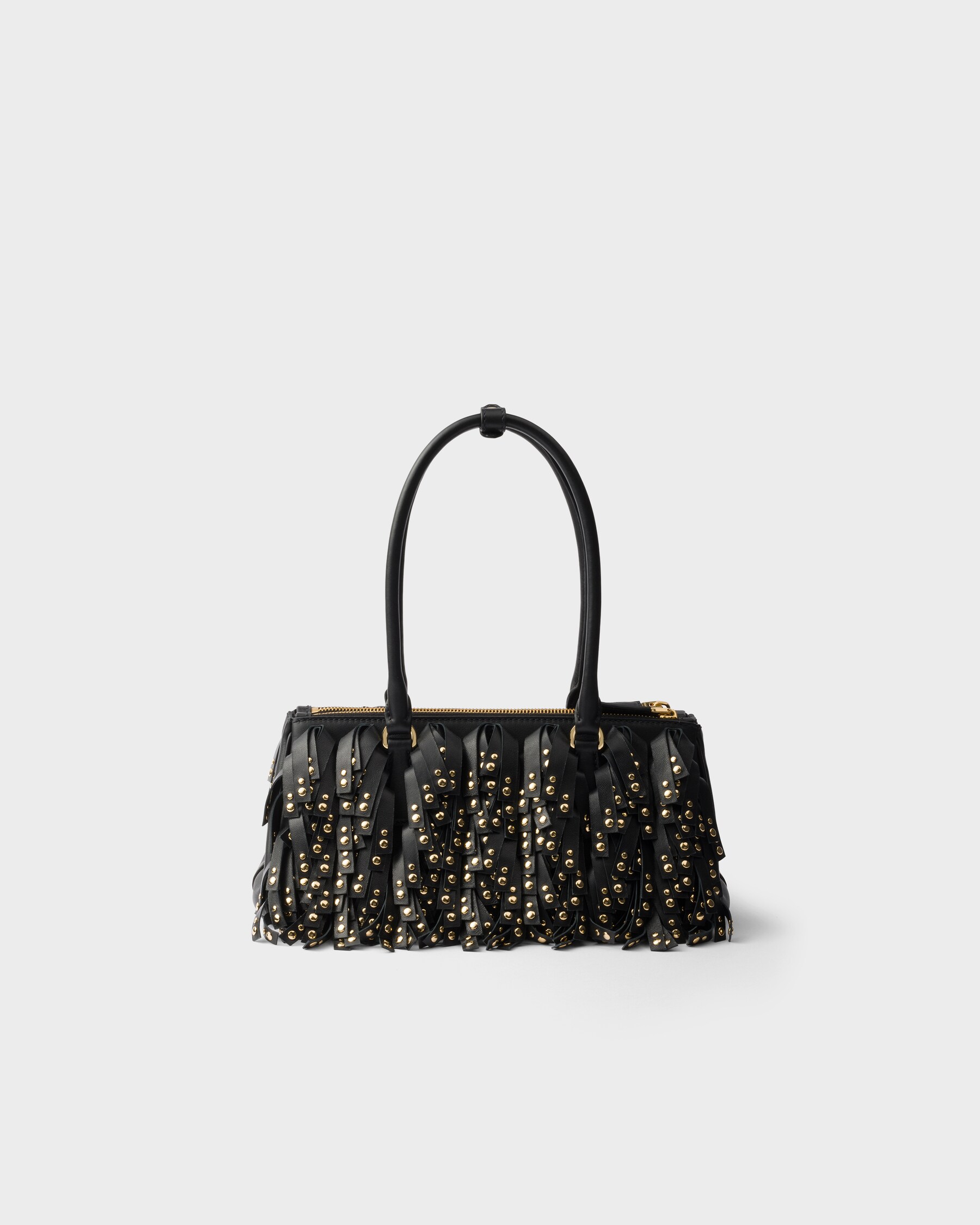 PRADA 25S GALLERIA MEDIUM BAG 20 IN BLACK CALFSKIN GOLD HARDWARE