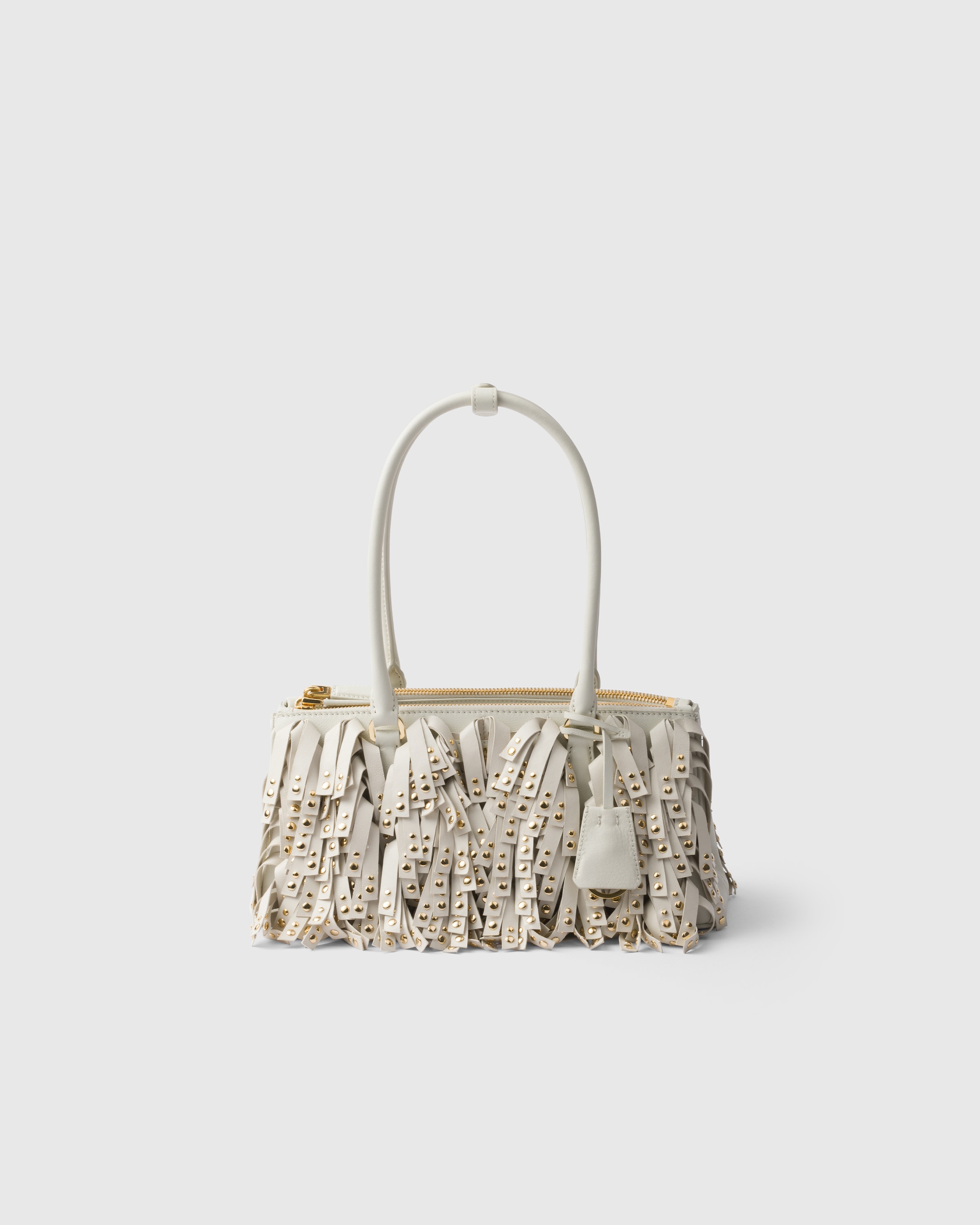 White Prada Galleria medium nappa leather bag with fringe White Prada Galleria medium nappa leather bag with fringe