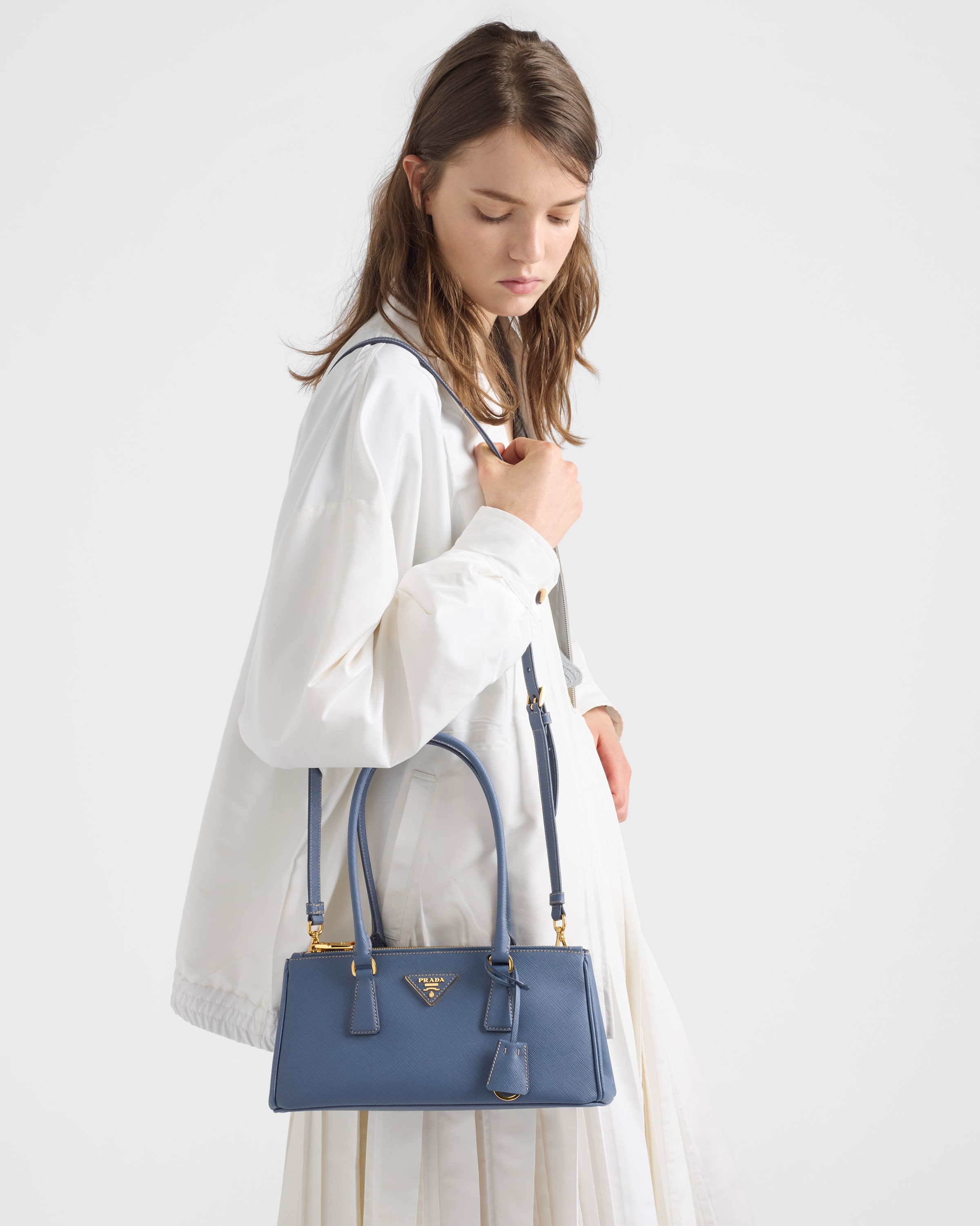 Aviation Blue Prada Galleria medium Saffiano leather bag | PRADA