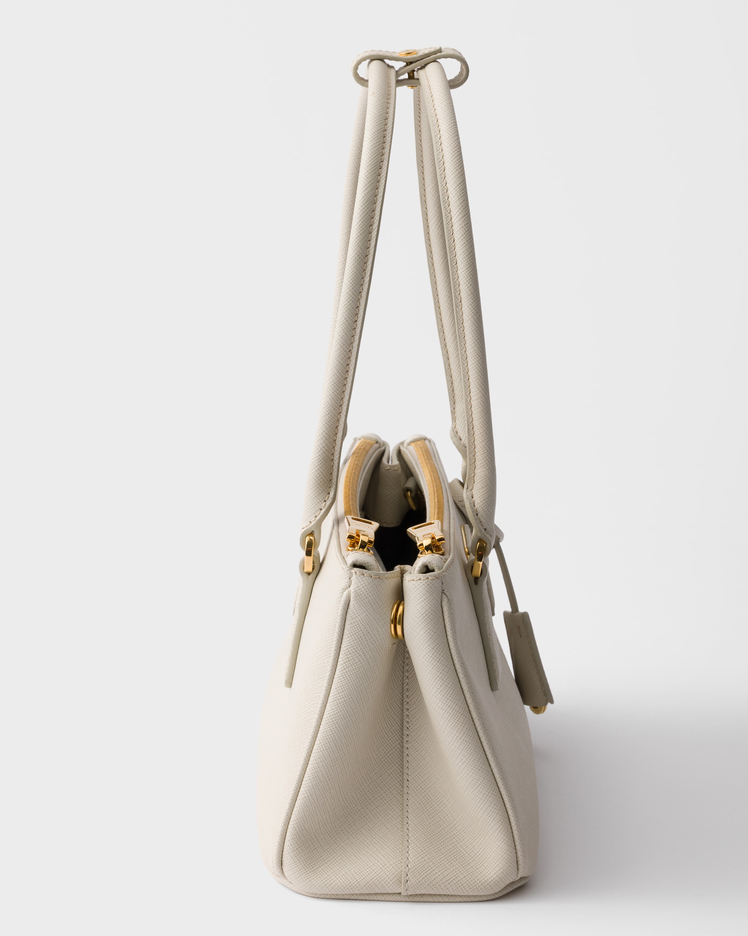 Chalk White Prada Galleria medium Saffiano leather bag | PRADA