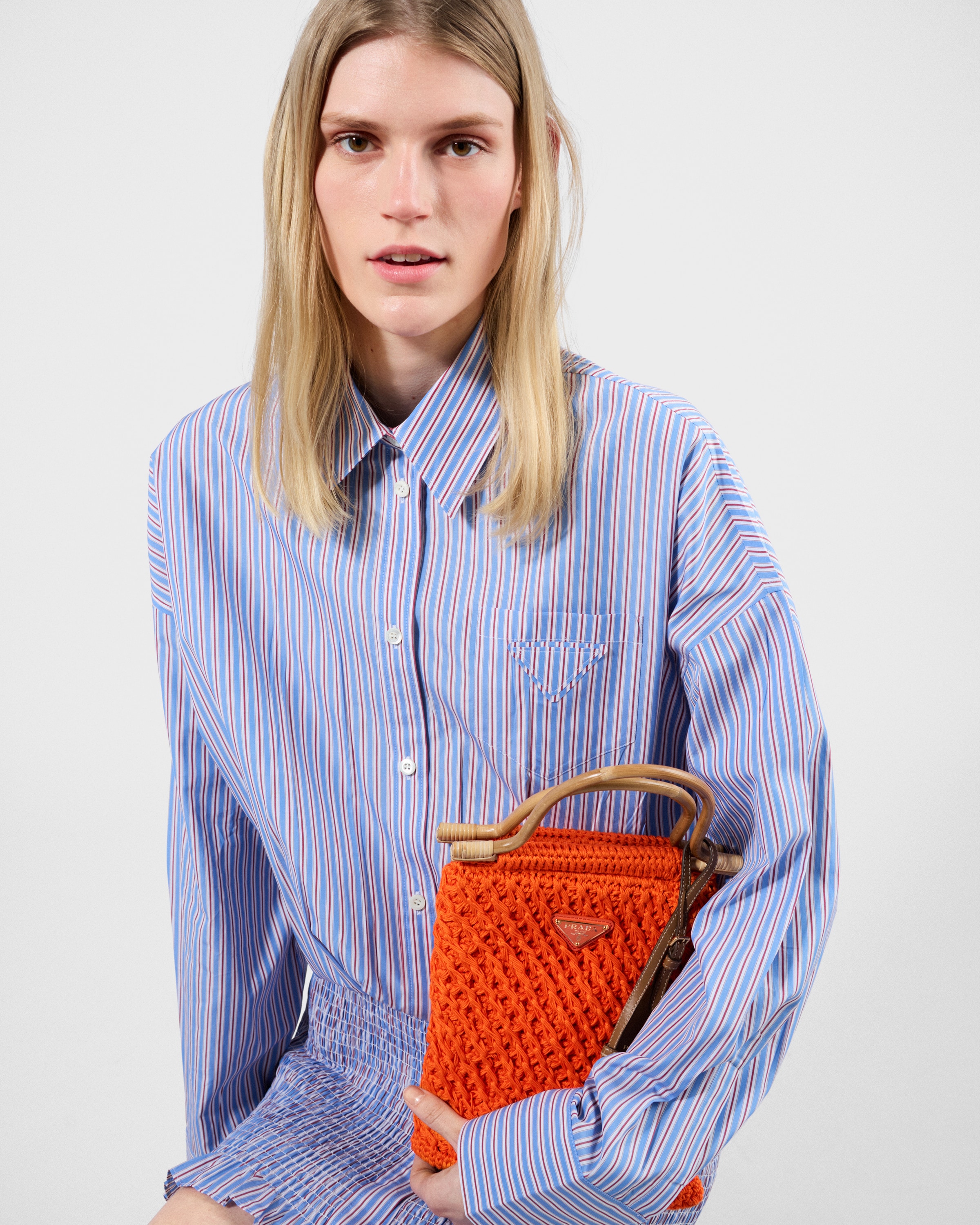 【25AW】新作コットンクロシェ ミニハンドバッグ◆プラダ◆全3色 ベージュ コットンクロシェ ミニハンドバッグ | PRADA
