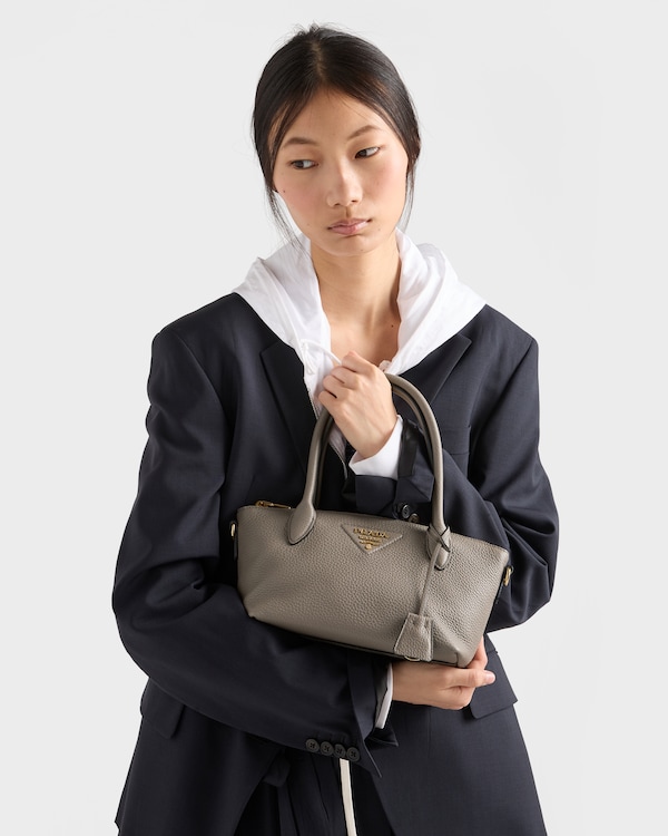 가죽 미니 핸드백 - 클레이 그레이 가죽 미니 핸드백 - 클레이 그레이