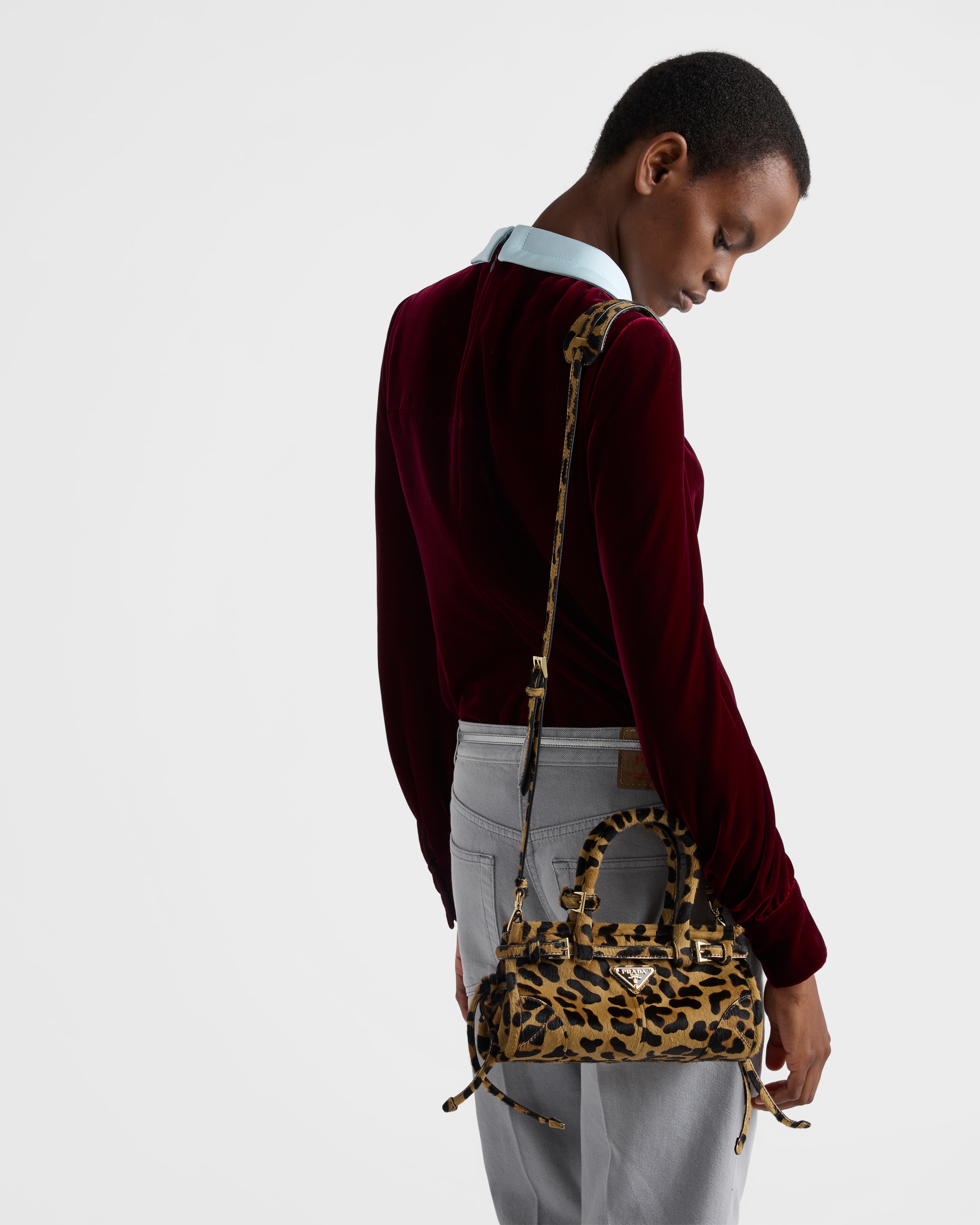 Honey Prada Bonnie Mini Printed Leather Handbag | PRADA