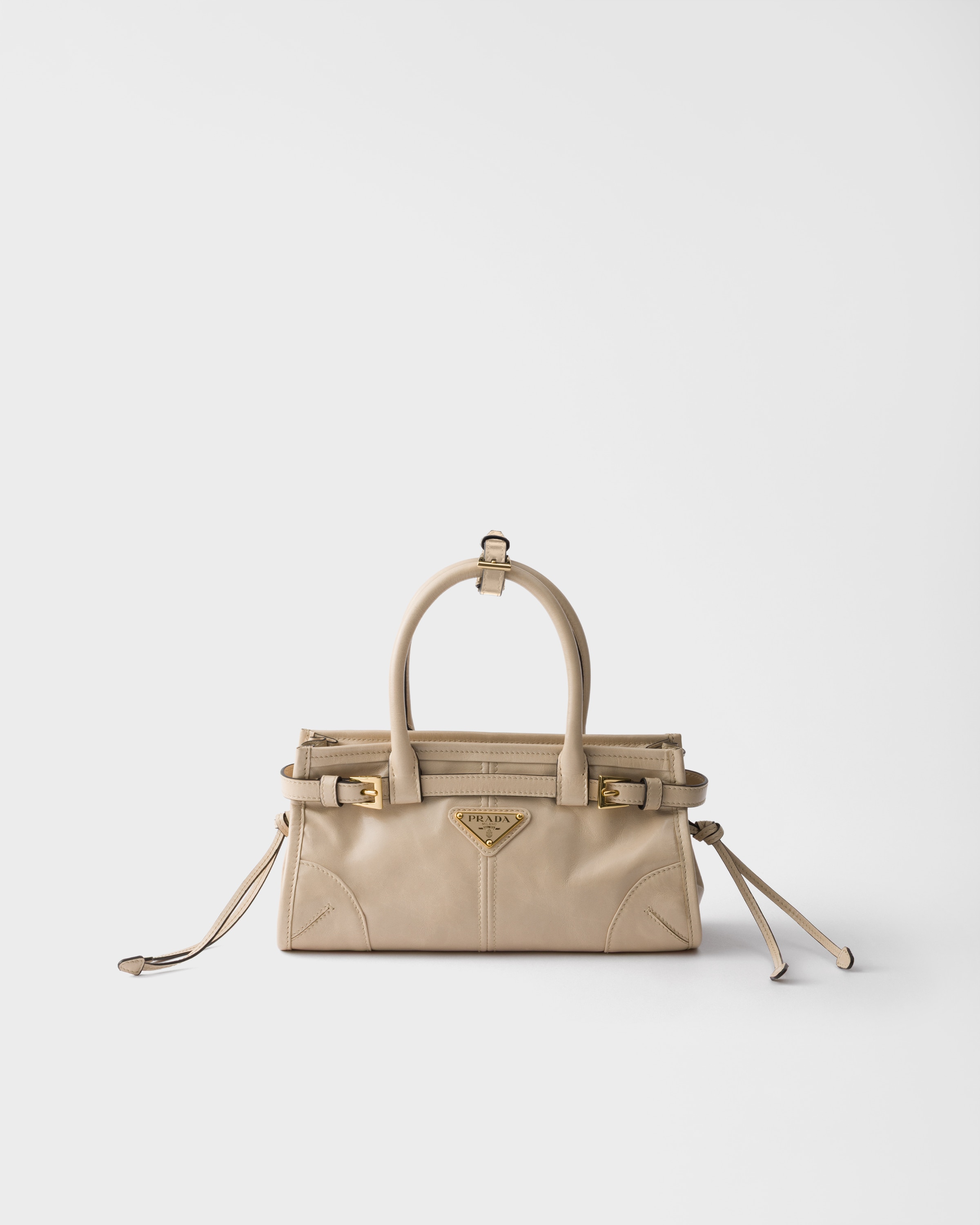 Prada Bonnie Leather Mini Handbag In Brown