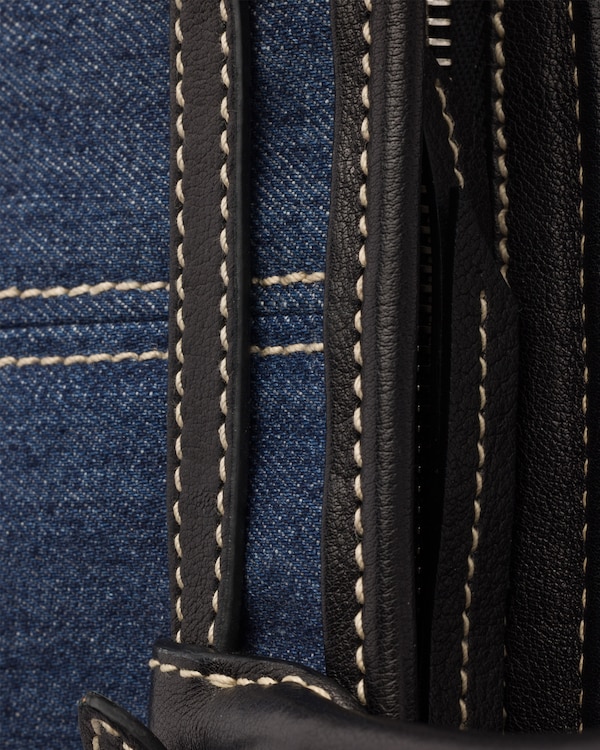 Prada Bonnie small denim and leather handbag - Blue/Black Prada Bonnie small denim and leather handbag - Blue/Black