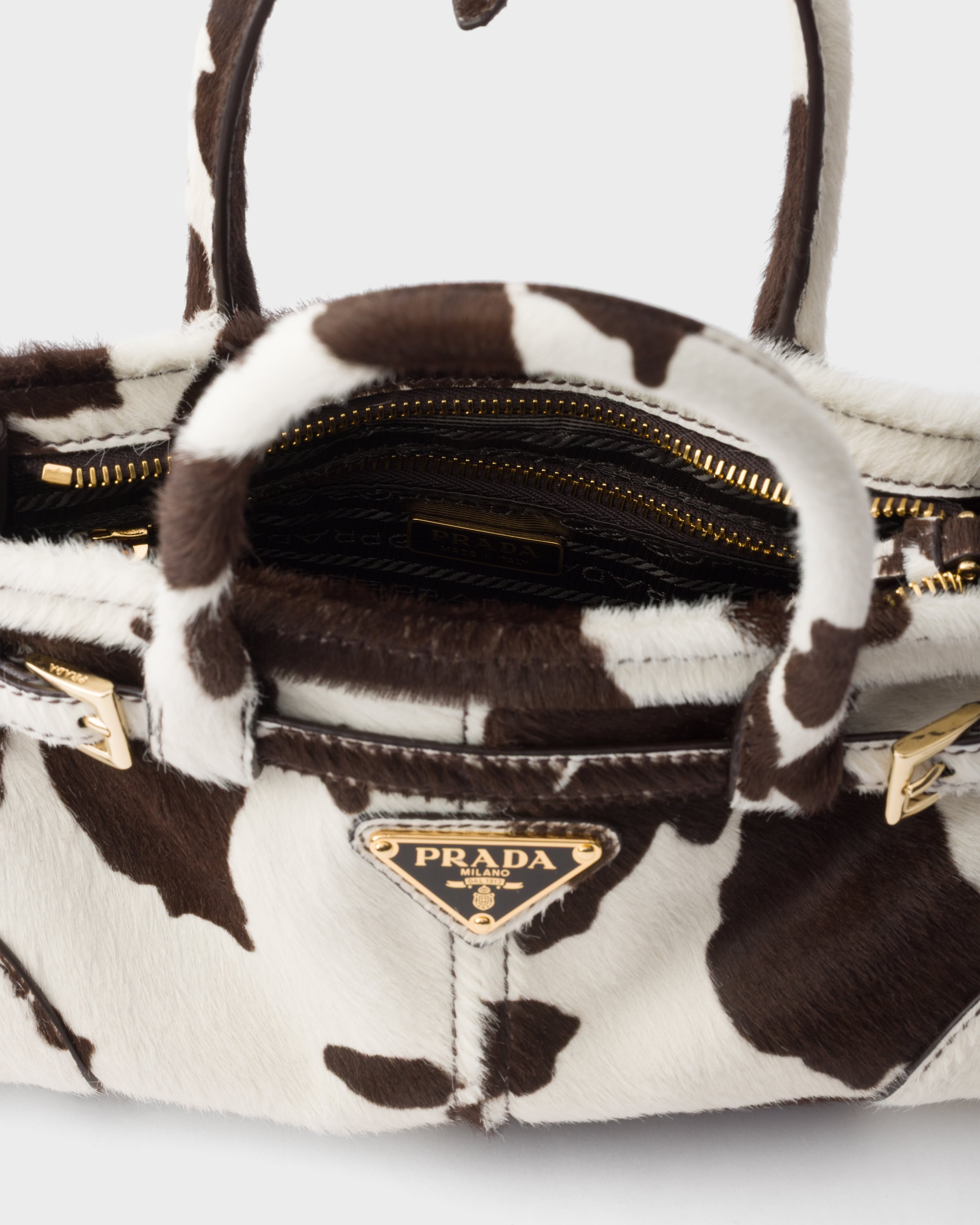 Mini sac à main Prada Bonnie en cuir imprimé
