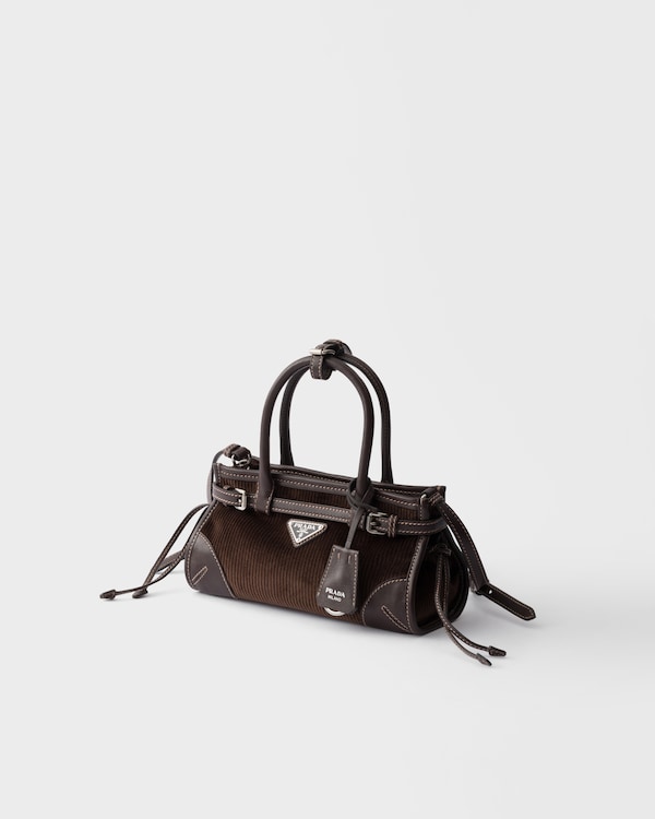 Bolso Prada Bonnie pequeño de pana y piel - Ébano Bolso Prada Bonnie pequeño de pana y piel - Ébano