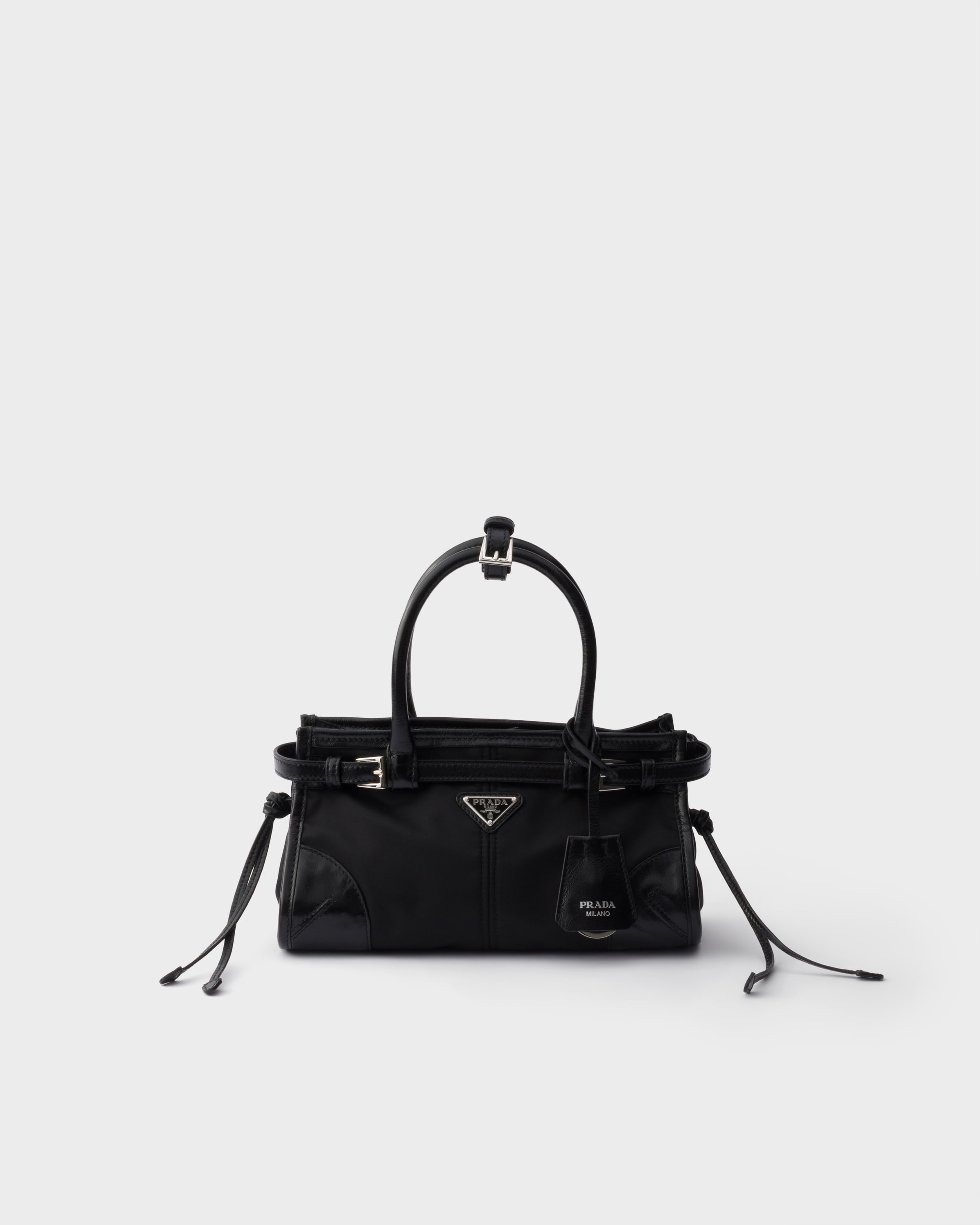 Black Prada Bonnie Small Re-nylon And Leather Handbag | PRADA - Turkey