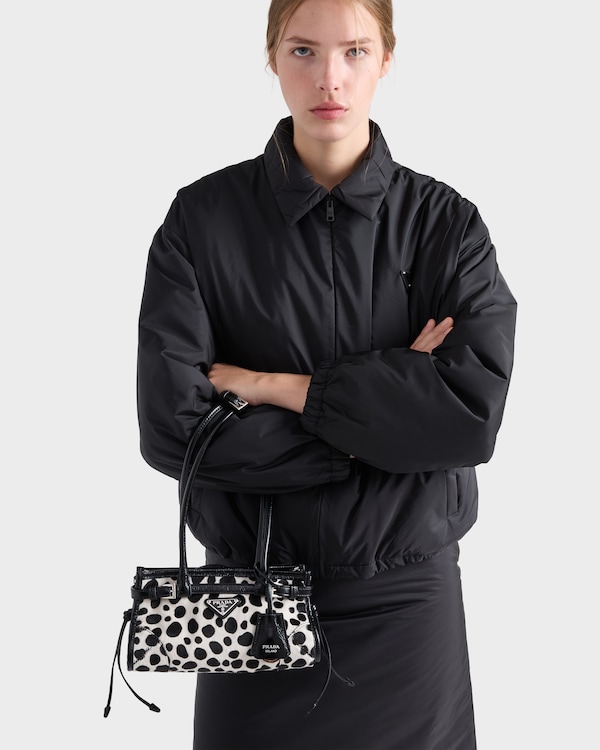 Prada Bonnie small printed calf hair and leather handbag - White/Black Prada Bonnie small printed calf hair and leather handbag - White/Black
