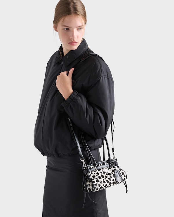 Prada Bonnie small printed calf hair and leather handbag - White/Black Prada Bonnie small printed calf hair and leather handbag - White/Black