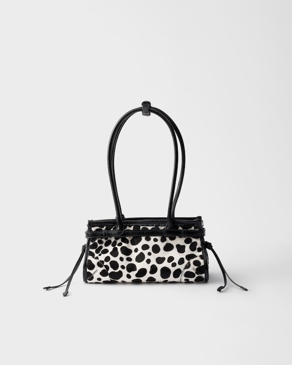 Prada Bonnie small printed calf hair and leather handbag - White/Black Prada Bonnie small printed calf hair and leather handbag - White/Black