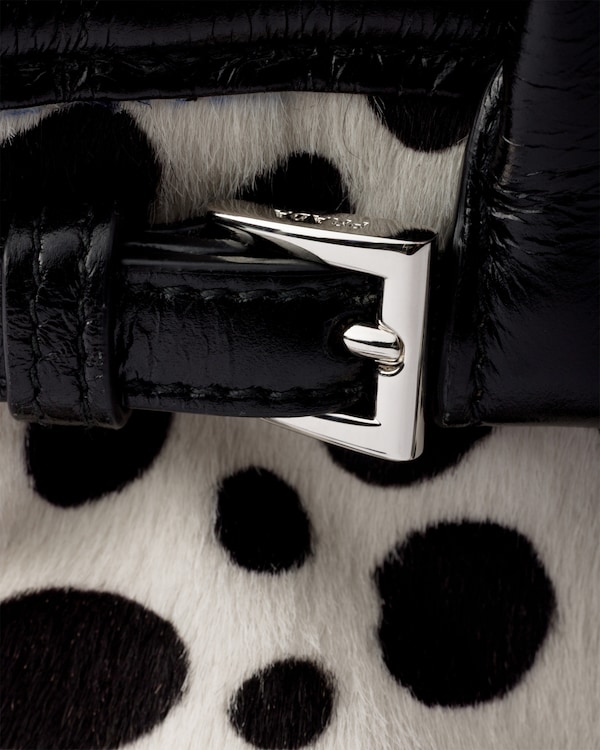 Prada Bonnie small printed calf hair and leather handbag - White/Black Prada Bonnie small printed calf hair and leather handbag - White/Black