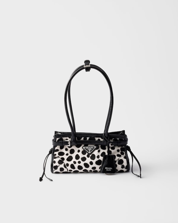 Prada Bonnie small printed calf hair and leather handbag - White/Black Prada Bonnie small printed calf hair and leather handbag - White/Black