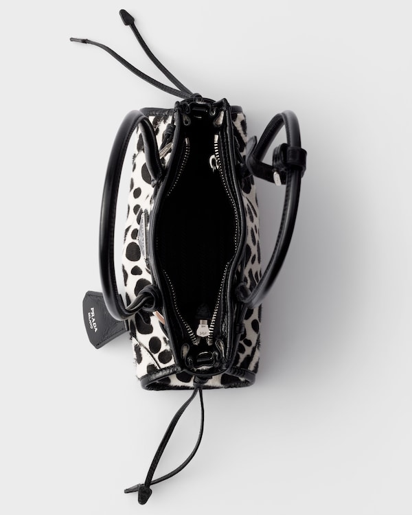 Prada Bonnie small printed calf hair and leather handbag - White/Black Prada Bonnie small printed calf hair and leather handbag - White/Black