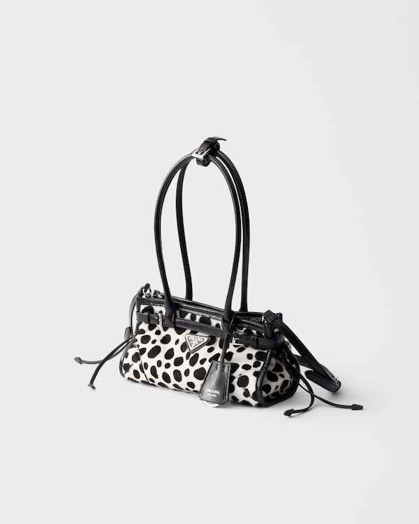 Prada Bonnie small printed calf hair and leather handbag - White/Black Prada Bonnie small printed calf hair and leather handbag - White/Black