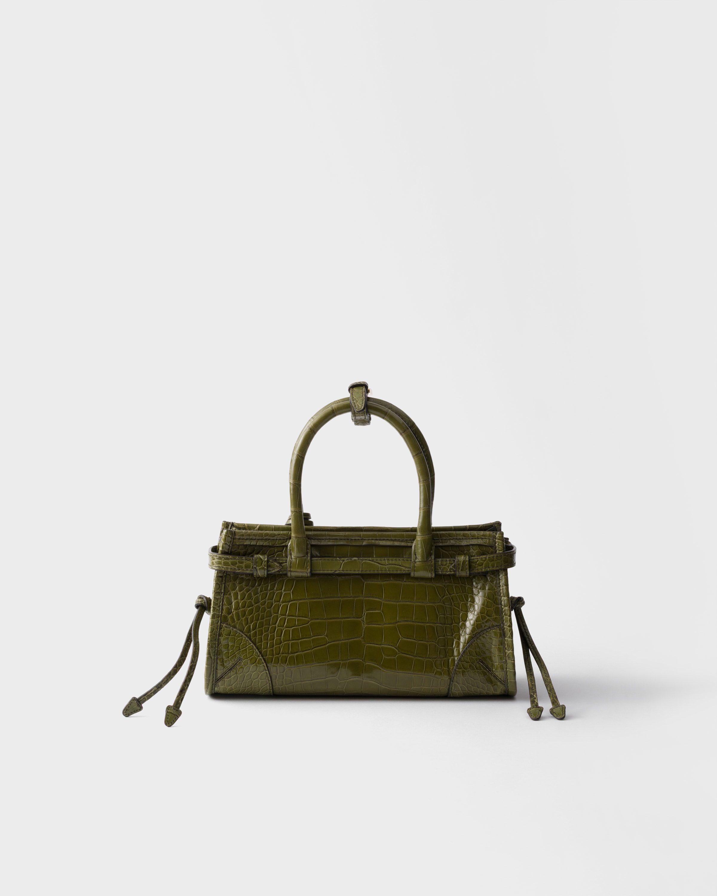 Olive Green Prada Bonnie Small Crocodile Leather Handbag | PRADA